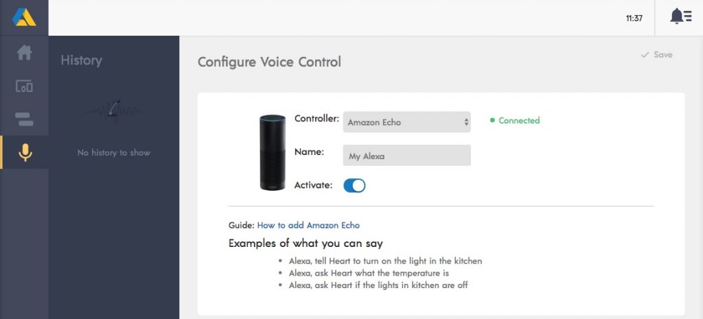 Animus Heart hittar själv digitala röstassistenter i nätverket och samarbetar gärna med Google Home och Amazon Echo.
