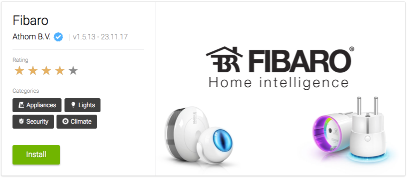 Athoms Fibaro-app ger bra stöd för Fibaros smarta hem-prylar i Homey.