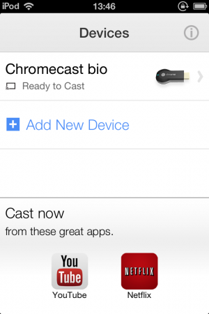 Chromecast i iPod och appar som kan strömma till Chromecast.