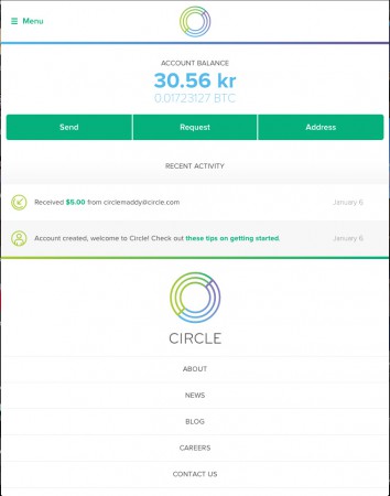 En Bitcoin-plånbok från exempelvis Circle når du både från mobil och webbläsare. 