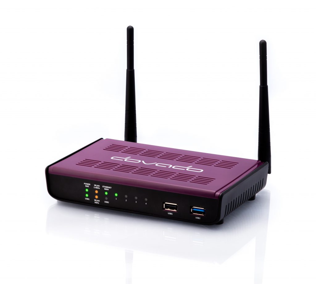 Dovado Pro Ac är en både snabb och flerfunktionell wifi-router med stöd för mobilt bredband och hemautomationsstyrning. 