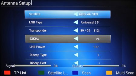Xtreamers satellitinställningar ger möjlighet till såväl motorstyrning som styrning av LNB-växling vilket gör att du kan lagra inställningar för en mängd olika satellitpositioner och kanaler.