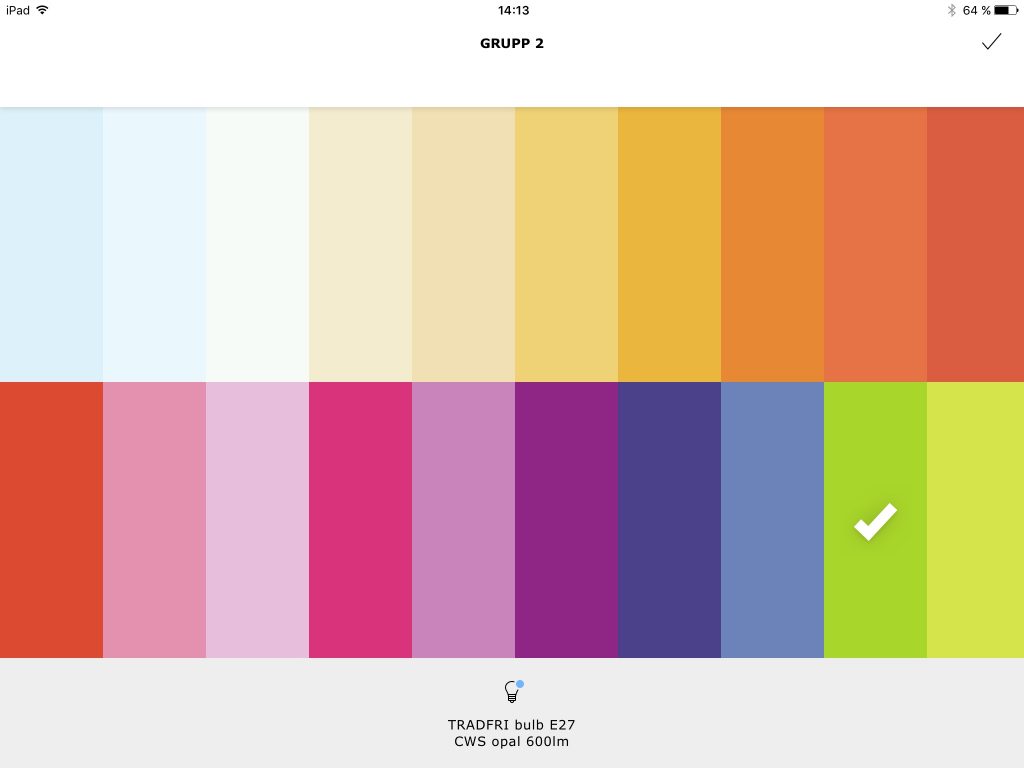 Med appen går det även att välja färger och bygga egna stämningar baserat på färg och dimning.