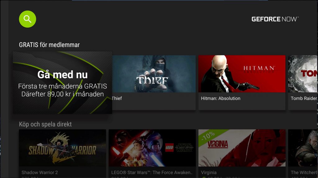 GeforceNow är Nvidias online-speltjänst där du kan spela strömmande.