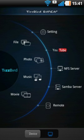 Med TizzRemote i din Android-telefon kan du både fjärrstyra TizzBird och strömma underhållning till tv:n.