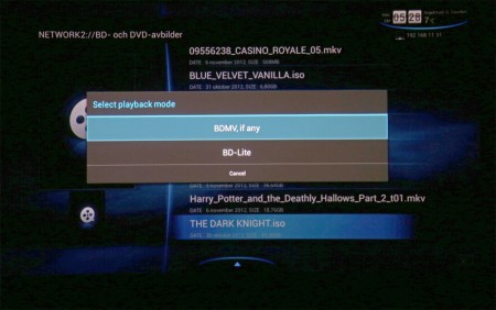 Stödet för olika mediefiler är suveränt. Här en skivavbild från Blu-ray som spelas upp via nätverk.