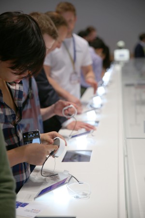 Sonys utställning av smarta klockor.